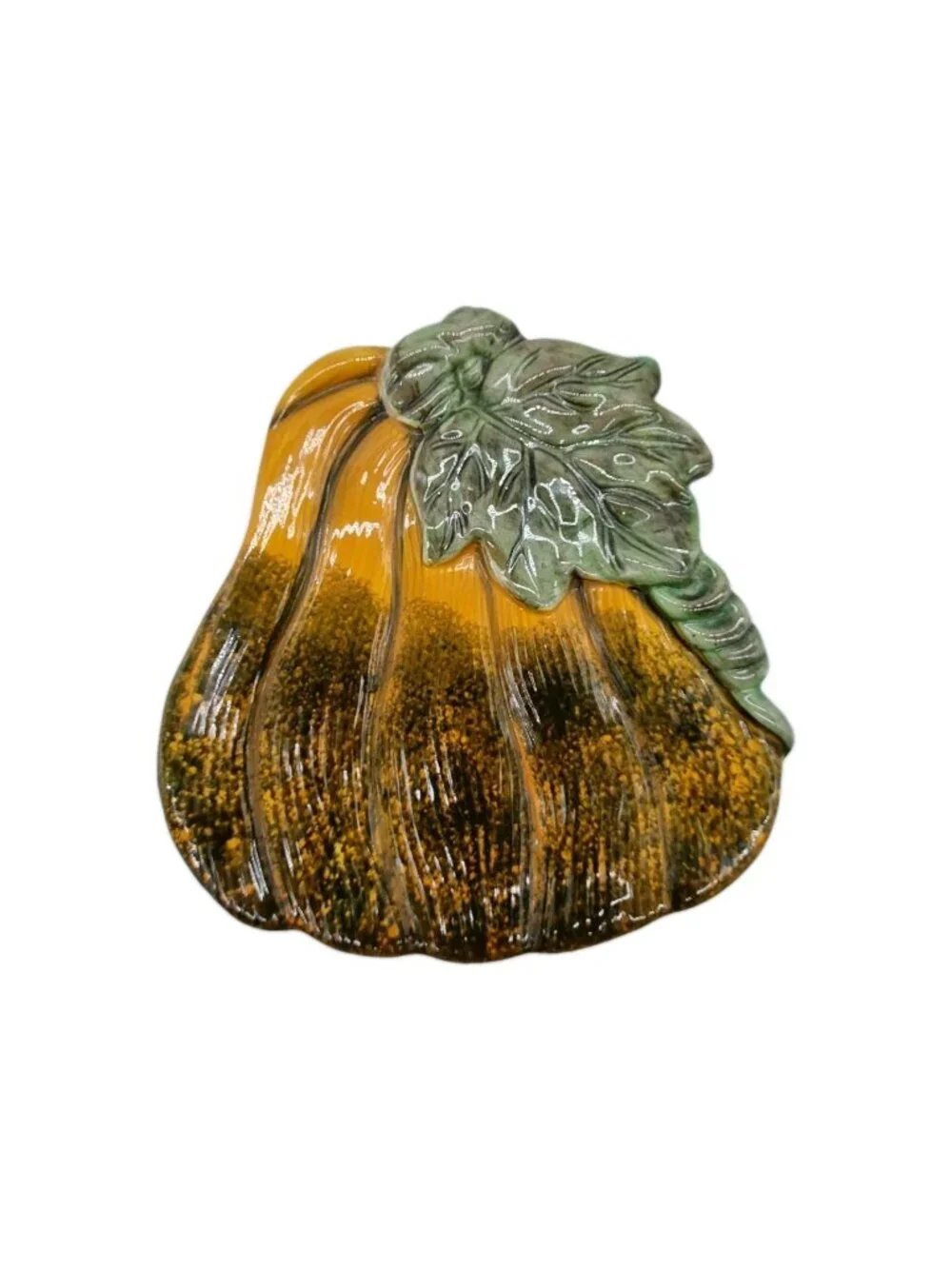 Pumpkin Gourd Ceramic Dish Decor Orange Green Fall Autumn 8